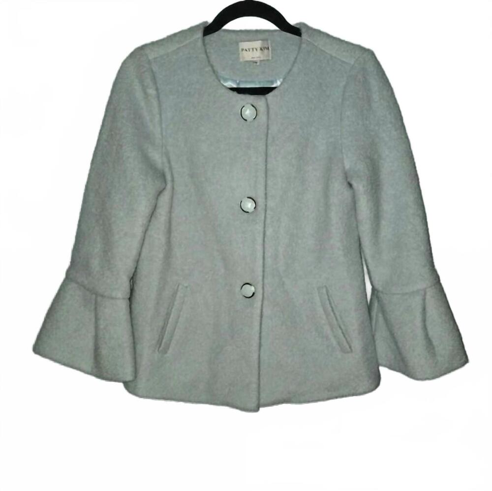 NEW PATTY KIM women's paley flare sleeve jacket in seafoam